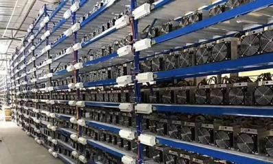 A vast mining farm showcasing rows of mining equipment.