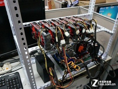 High-performance Russian mining rig setup in a crypto mining farm